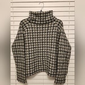 Madewell Womens Black And White Houndstooth Wool Blend Sweater Size Large